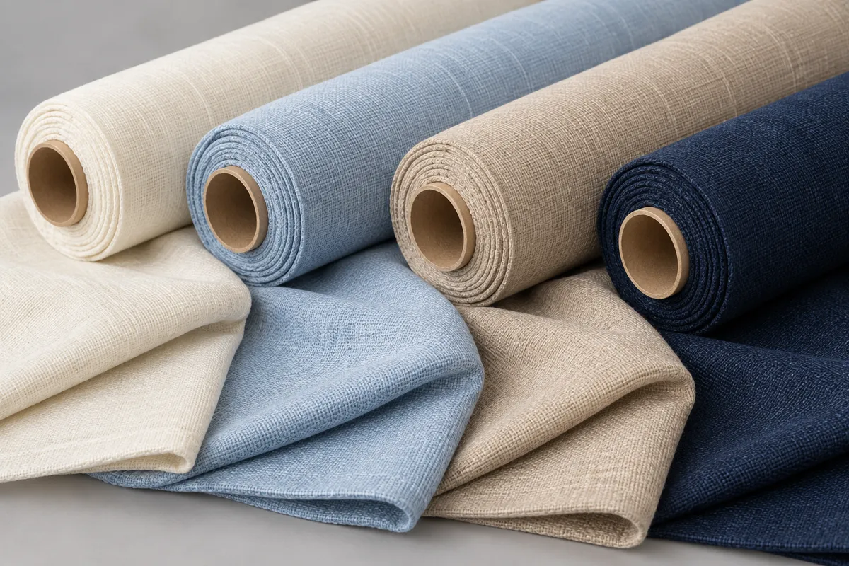 Representative AI-generated woven fabric example; not actual stock or proof of composition.